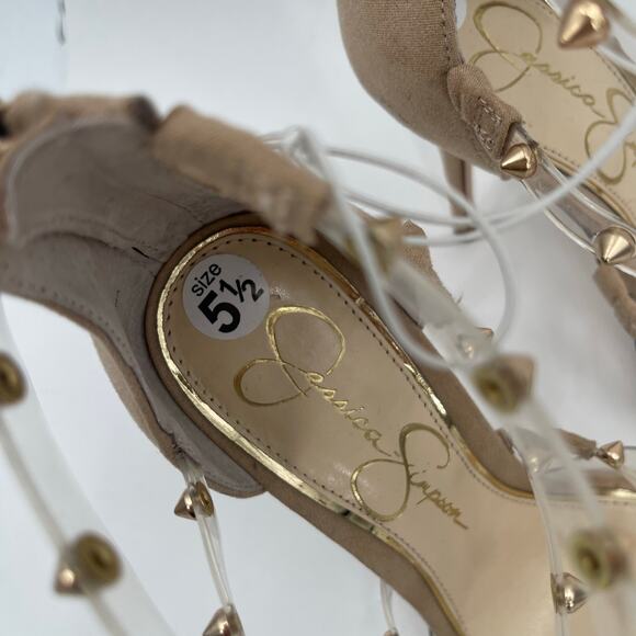 JESSICA SIMPSON Pumps Size 5.5 Wavery Clear Studded Wavery Pointed Toe Stiletto - Picture 14 of 16